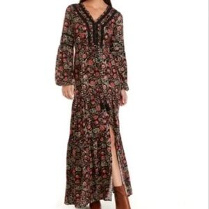 Wonderly Black and Red Floral Maxi Dress